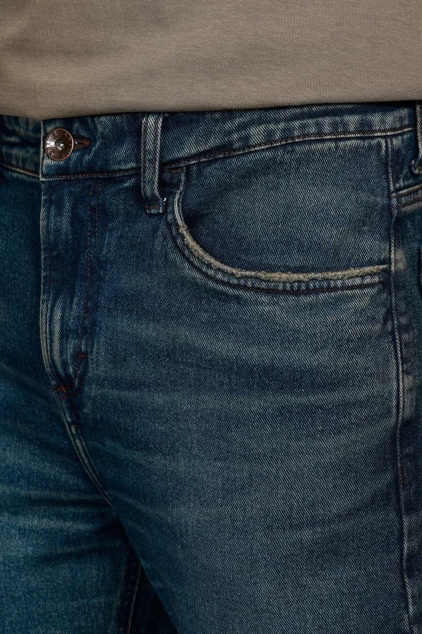 Calça Jeans Slim Eco Dirty Escura Azul Escuro