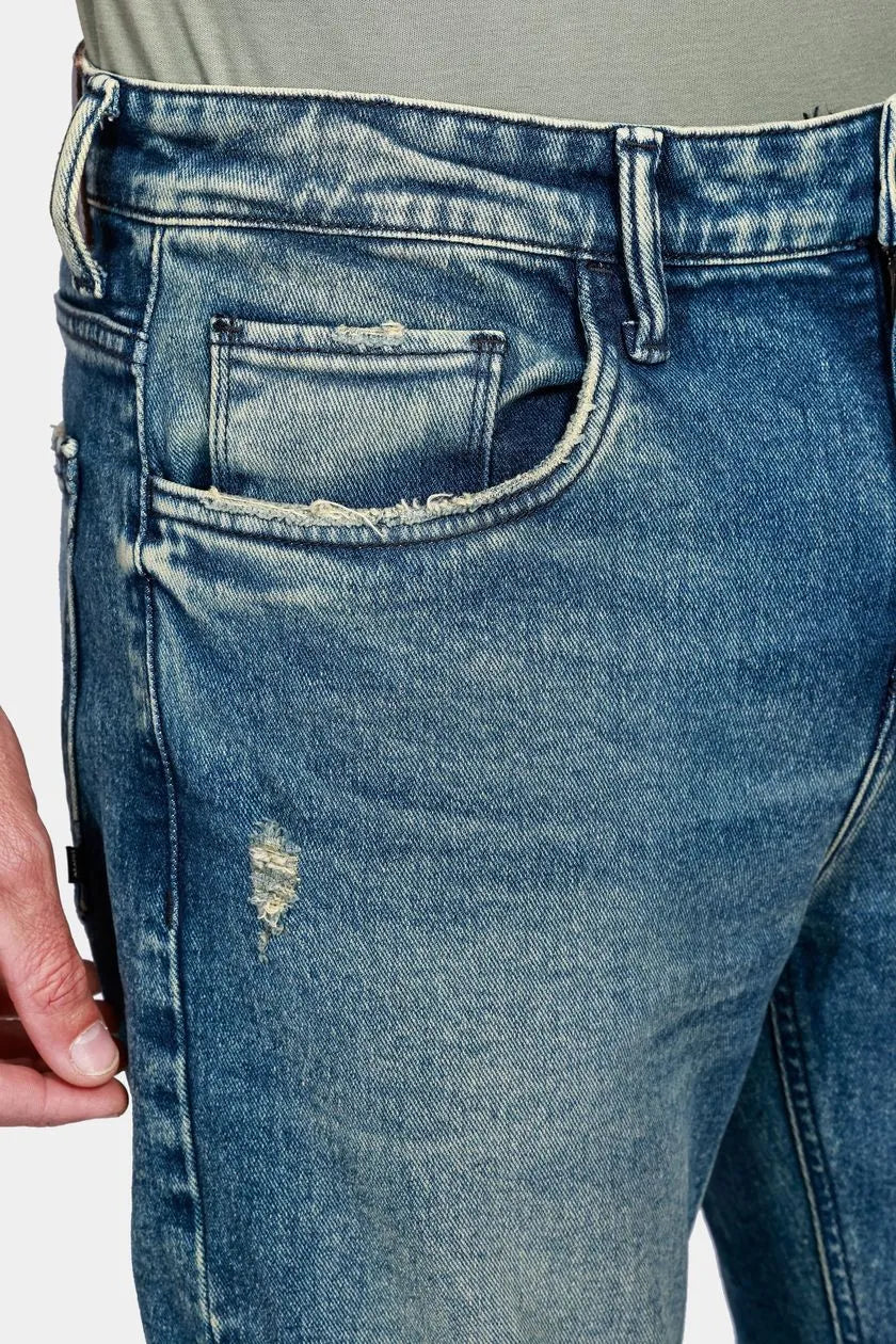 Calça Jeans Regular Eco Média Vintage Azul Médio