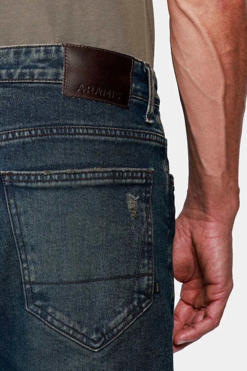 Calça Jeans Slim Eco Dirty Escura Azul Escuro