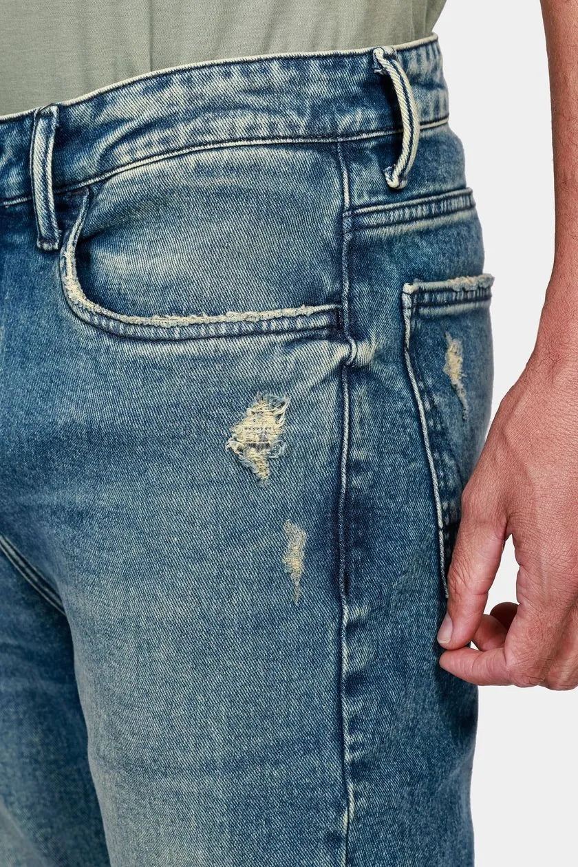 Calça Jeans Regular Eco Média Vintage Azul Médio