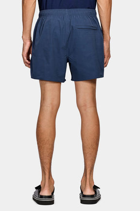 Shorts de Elástico Liso Maquinetado Azul Escuro