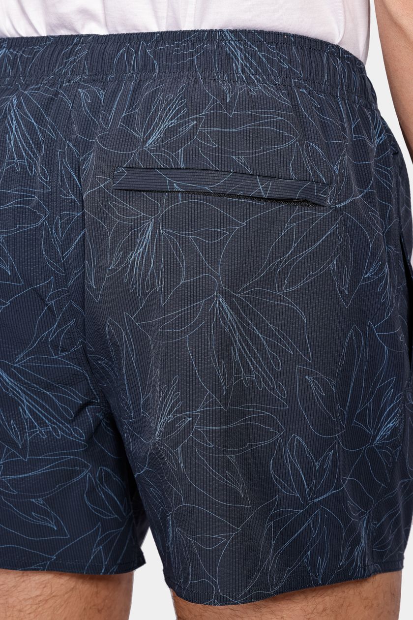 Shorts de Elástico Maquinetado Flower Line Marinho