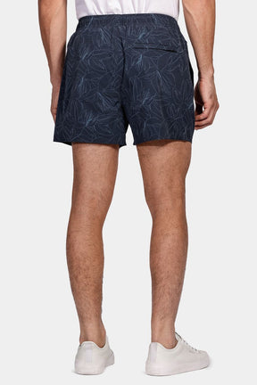 Shorts de Elástico Maquinetado Flower Line Marinho