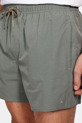 Shorts de Elástico Liso Maquinetado Verde Folha Seca