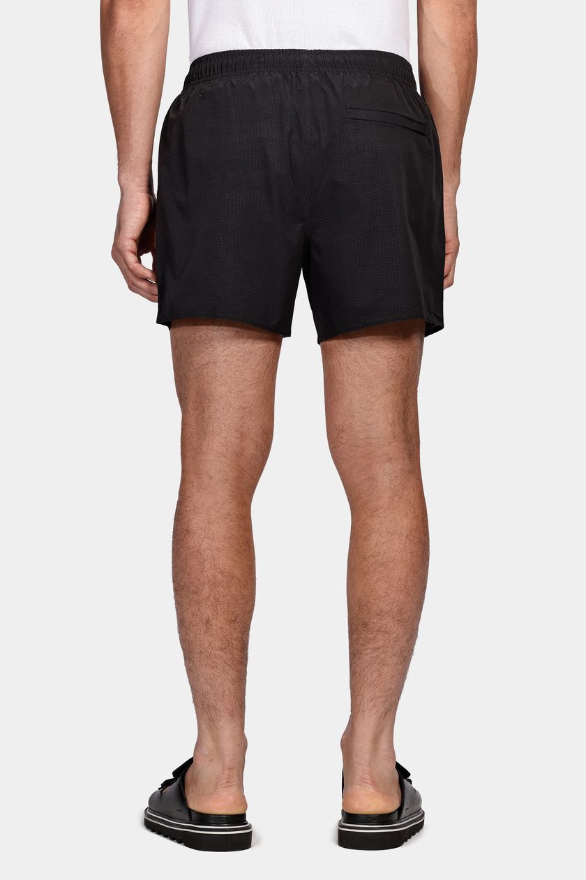 Shorts de Elástico Liso Maquinetado Preto