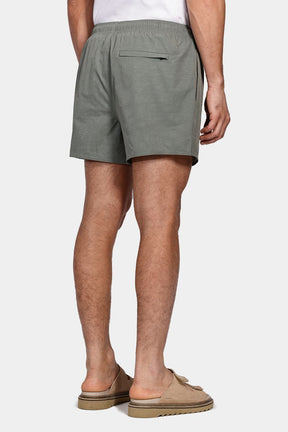 Shorts de Elástico Liso Maquinetado Verde Folha Seca