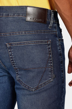 Calça Jeans Slim Super Power Dirty Azul Médio