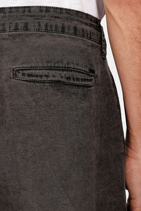 Calça Ampla Cargo Canvas Off Bl Preto