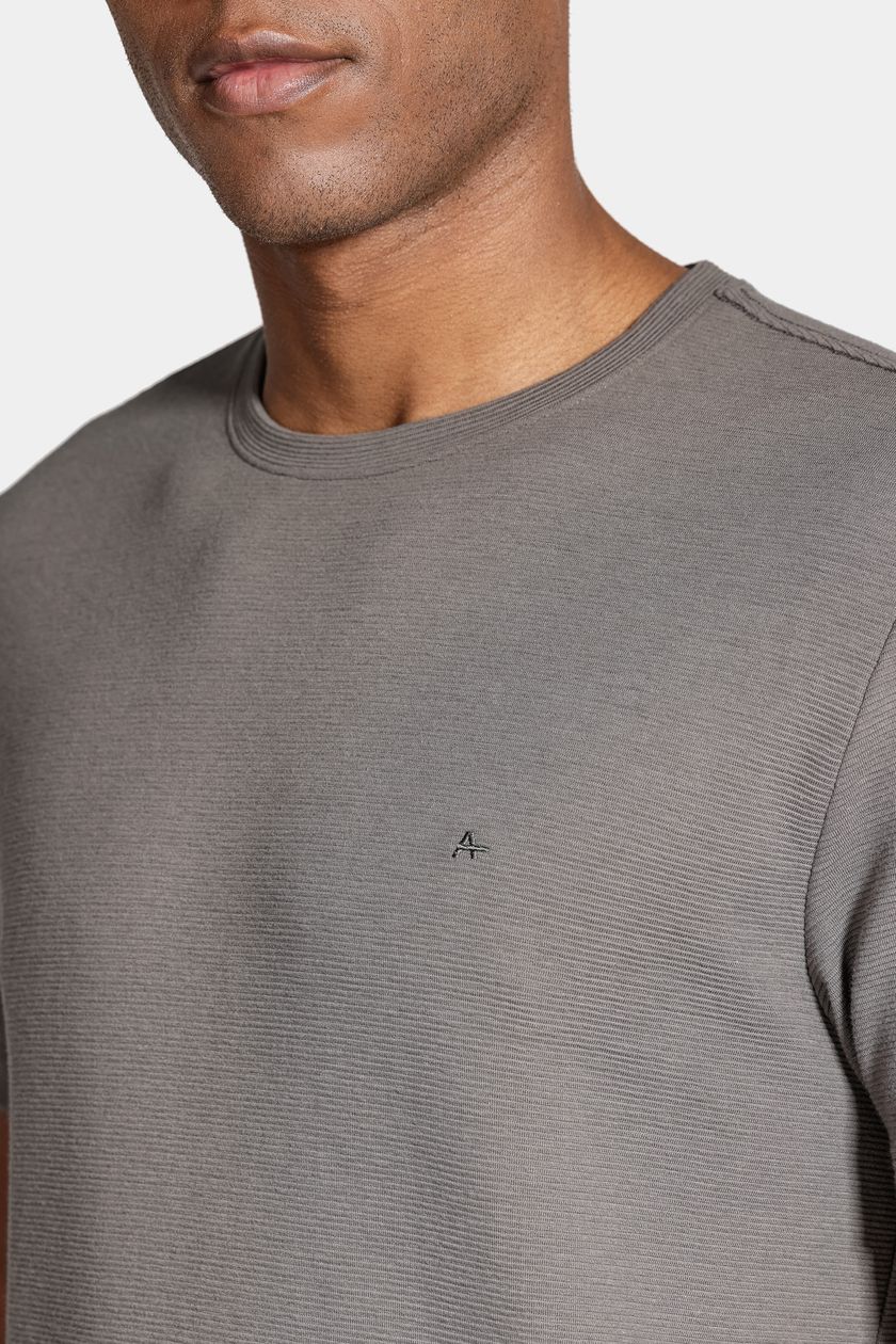 Camiseta Basica Com Textura Ottoman Cinza Asfalto